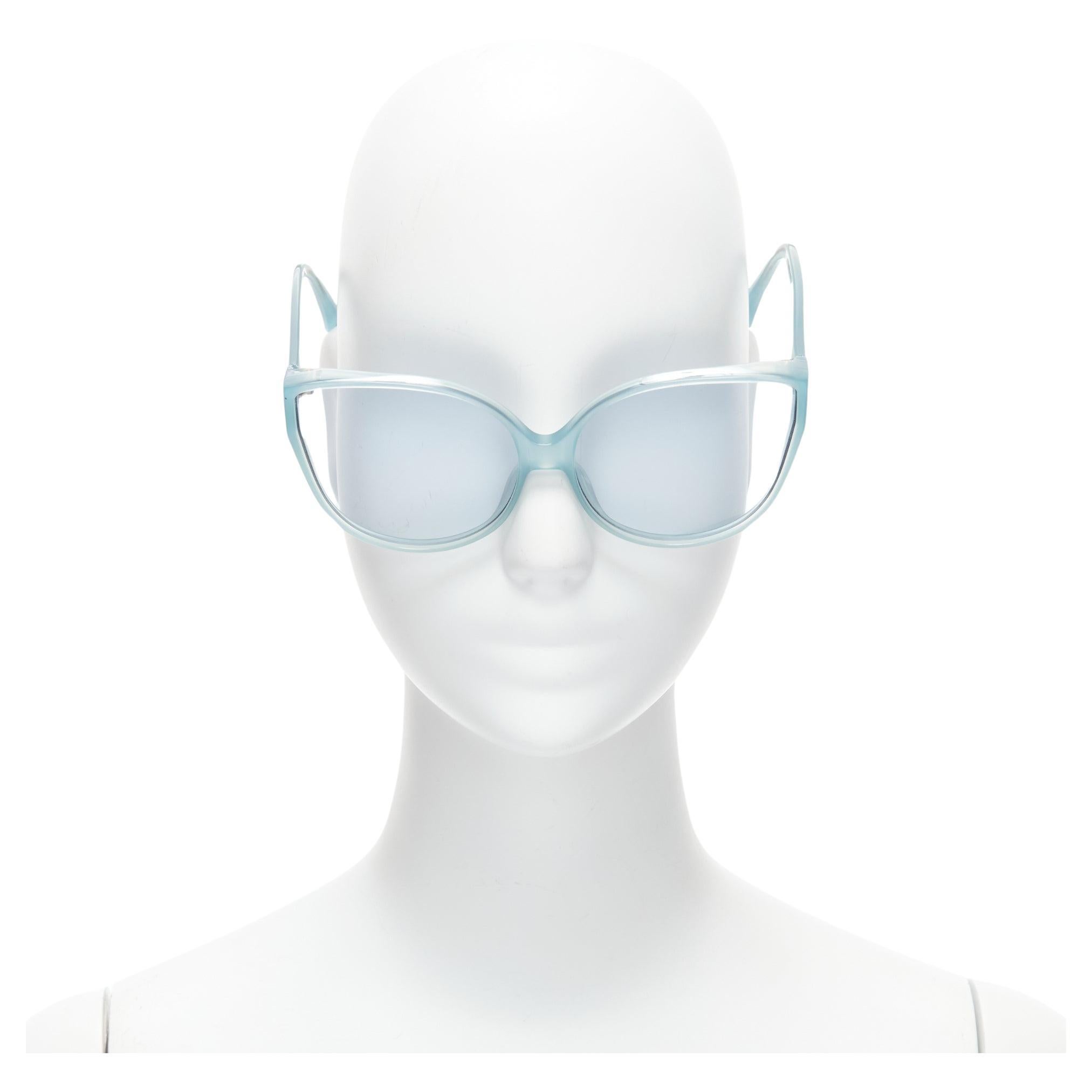 LINDA FARROW LFL656/9 übergroße Sonnenbrille aus blauem Acetat clear lens im Angebot
