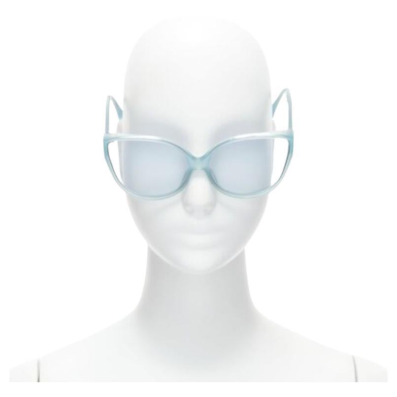 Linda Farrow LFL656/9 lunettes de soleil surdimensionnées en acétate bleu à verres clairs