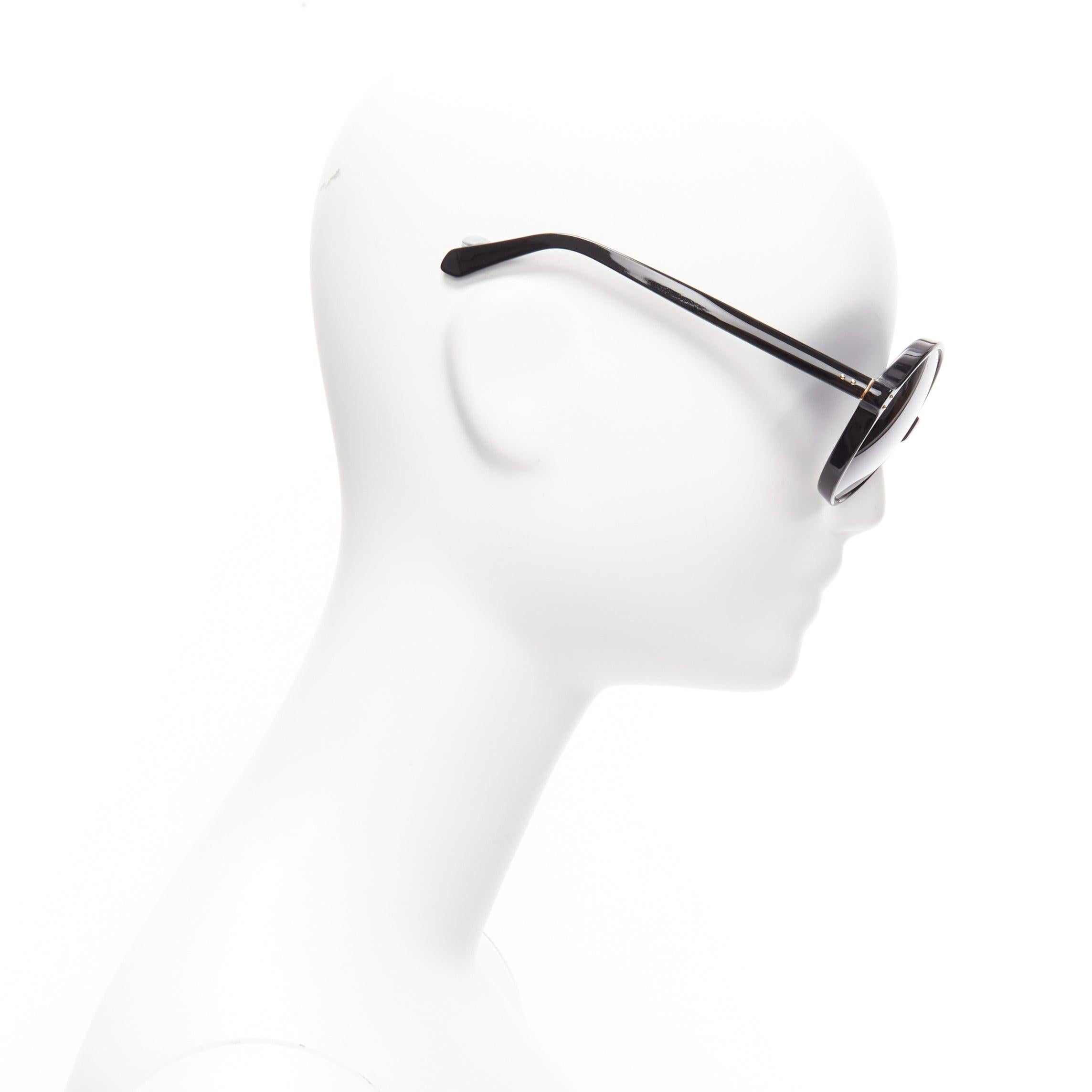 Women's LINDA FARROW LFL671 Cat No.3 black round oversized bug eye sunglasses For Sale