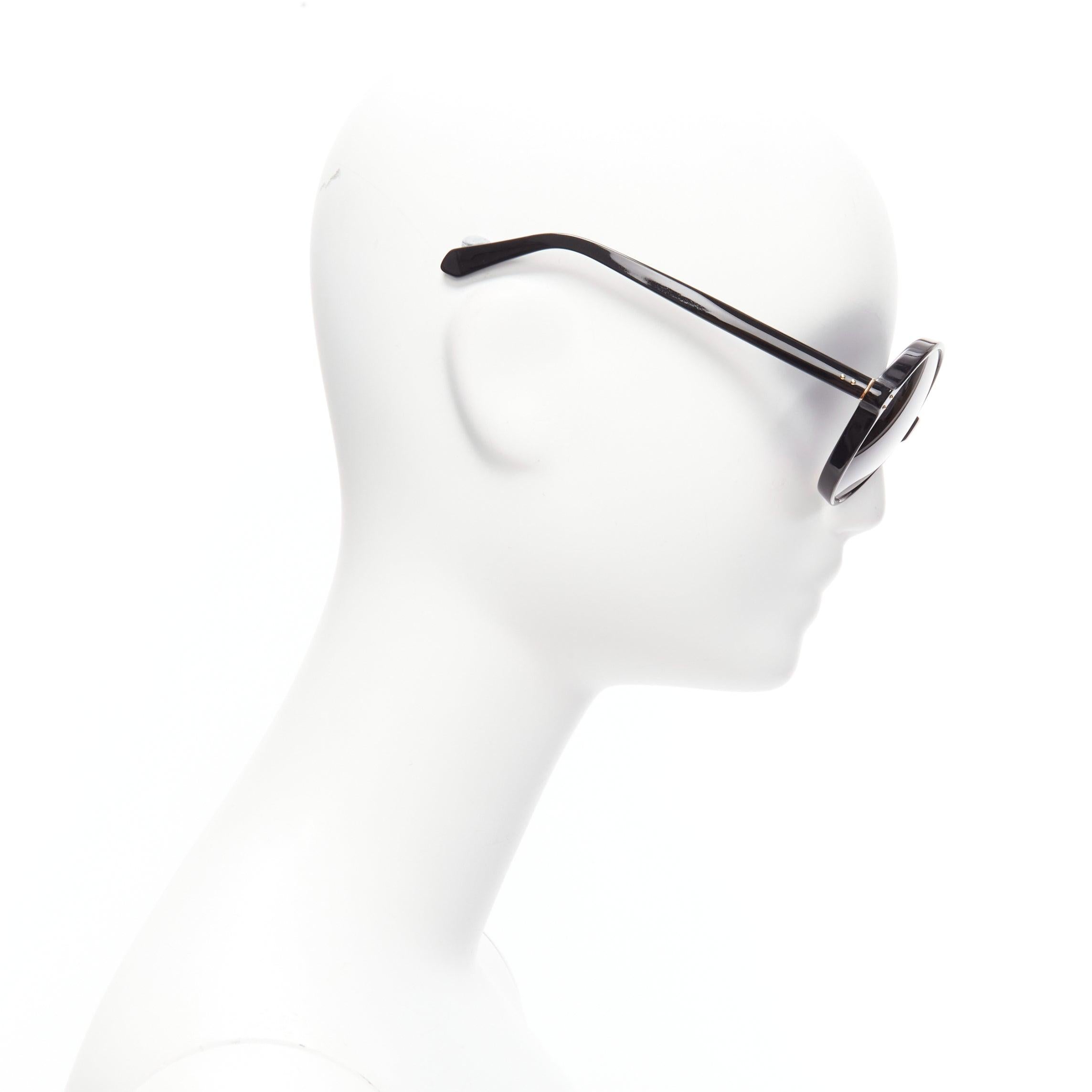 LINDA FARROW LFL671 Cat No.3 black round oversized bug eye sunglasses In Good Condition For Sale In Hong Kong, NT