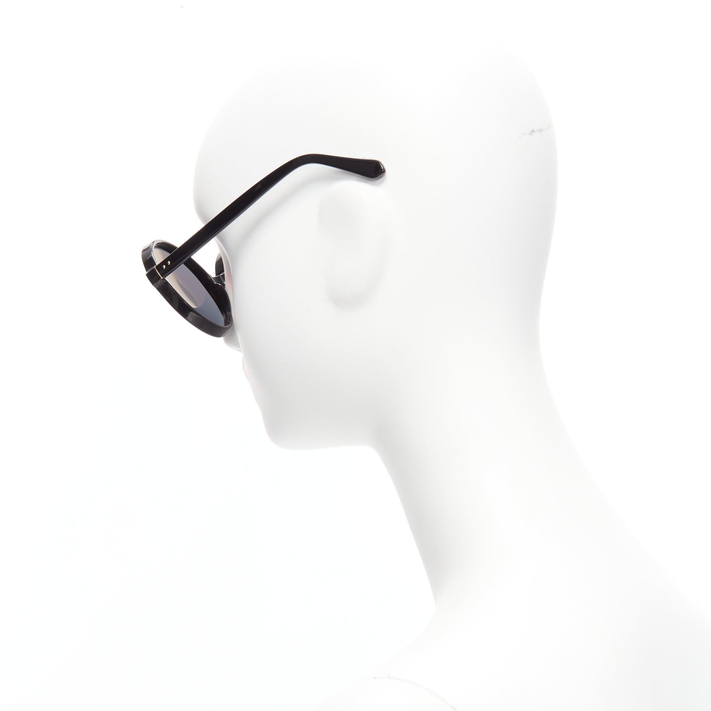 LINDA FARROW LFL671 Cat No.3 noir lunettes de soleil rondes oversized bug eye en vente 1