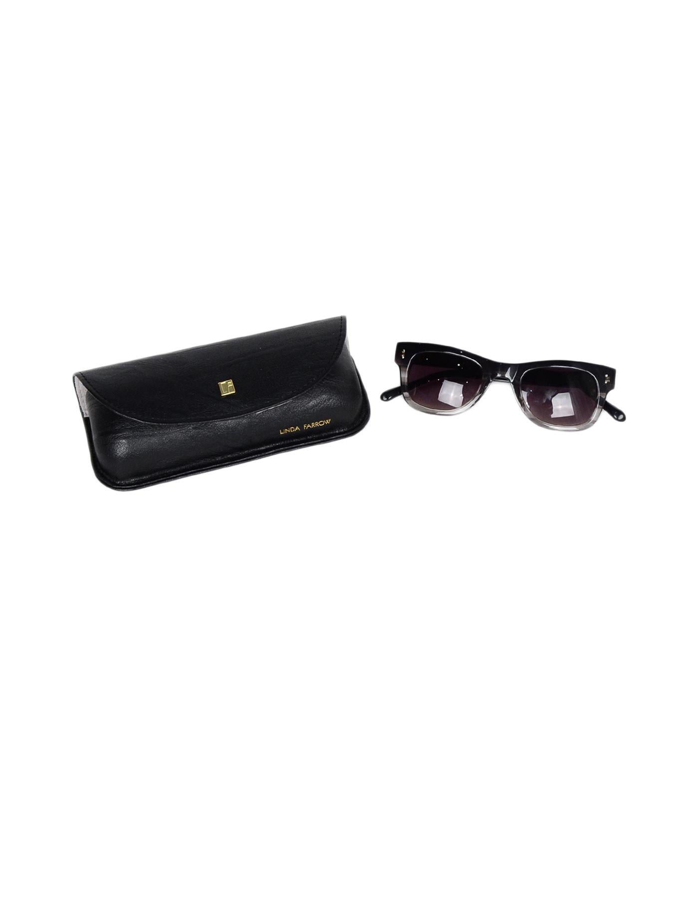 Linda Farrow Luxe Black/Grey Ombre Sunglasses W/ Case

Color: Black/grey
Hardware: Silvertone
Materials: Resin, metal
Overall Condition: Excellent pre-owned condition with exception of very minor marks in lenses.
Includes: Case

Measurements: