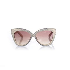 Linda Farrow Luxe, Cat eye snakeskin sunglasses in cream