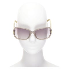 LINDA FARROW Luxe LFL1426 beige scaled leather arm grey square sunglasses