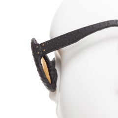 LINDA FARROW LUXE matte black scaled frame reflective gold oversized sunglasses