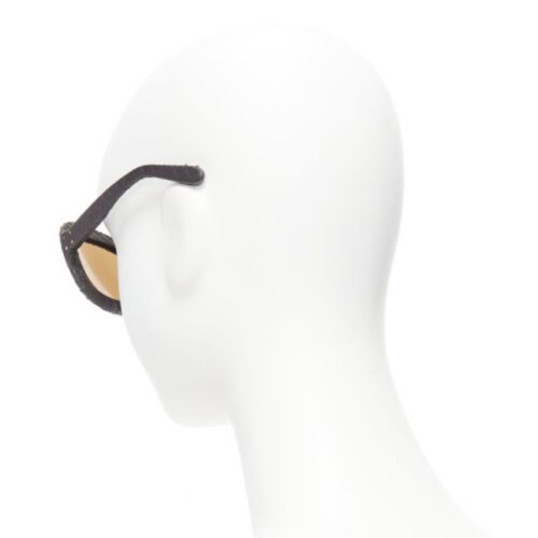 LINDA FARROW LUXE matte black scaled frame reflective gold oversized sunglasses For Sale 1