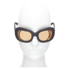 LINDA FARROW LUXE matte black scaled frame reflective gold oversized sunglasses