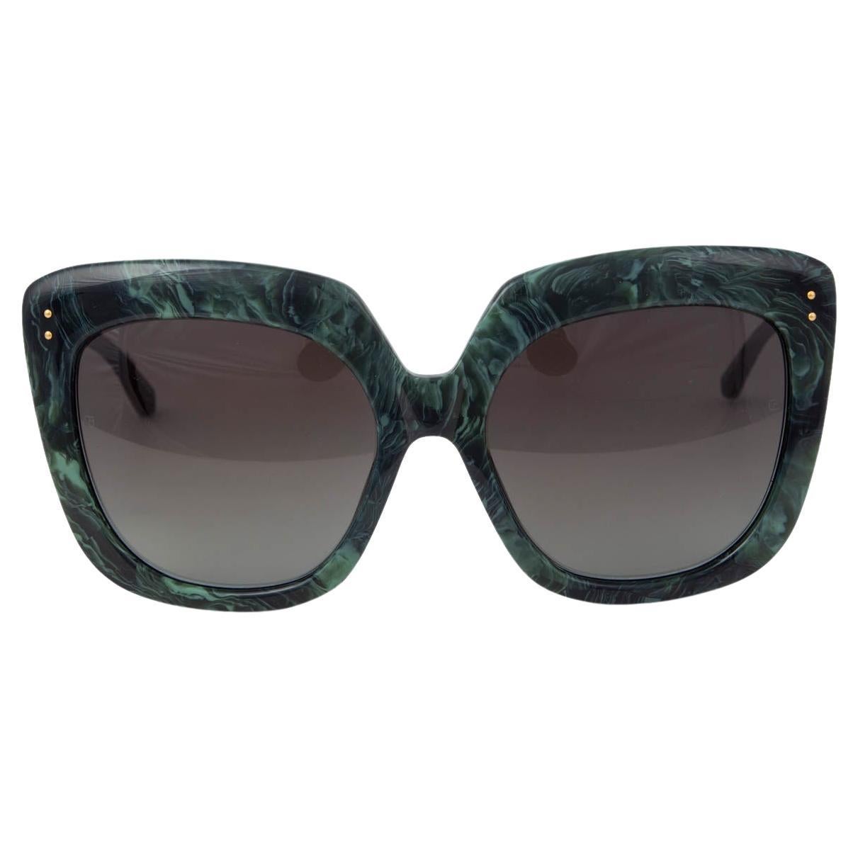 LINDA FARROW marled green LUXE BUTTERFLY Sunglasses LFL 556/8