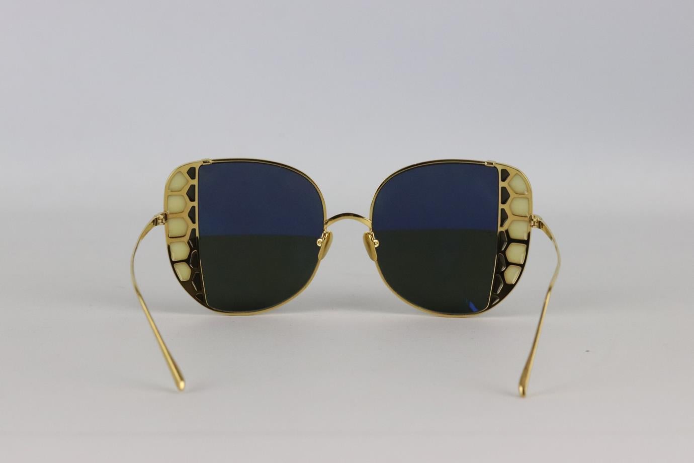 Black Linda Farrow Oversized Cat Eye 18k Gold Sunglasses