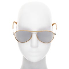 LINDA FARROW Veronique Branquinho leather trim frame aviators pilot sunglasses