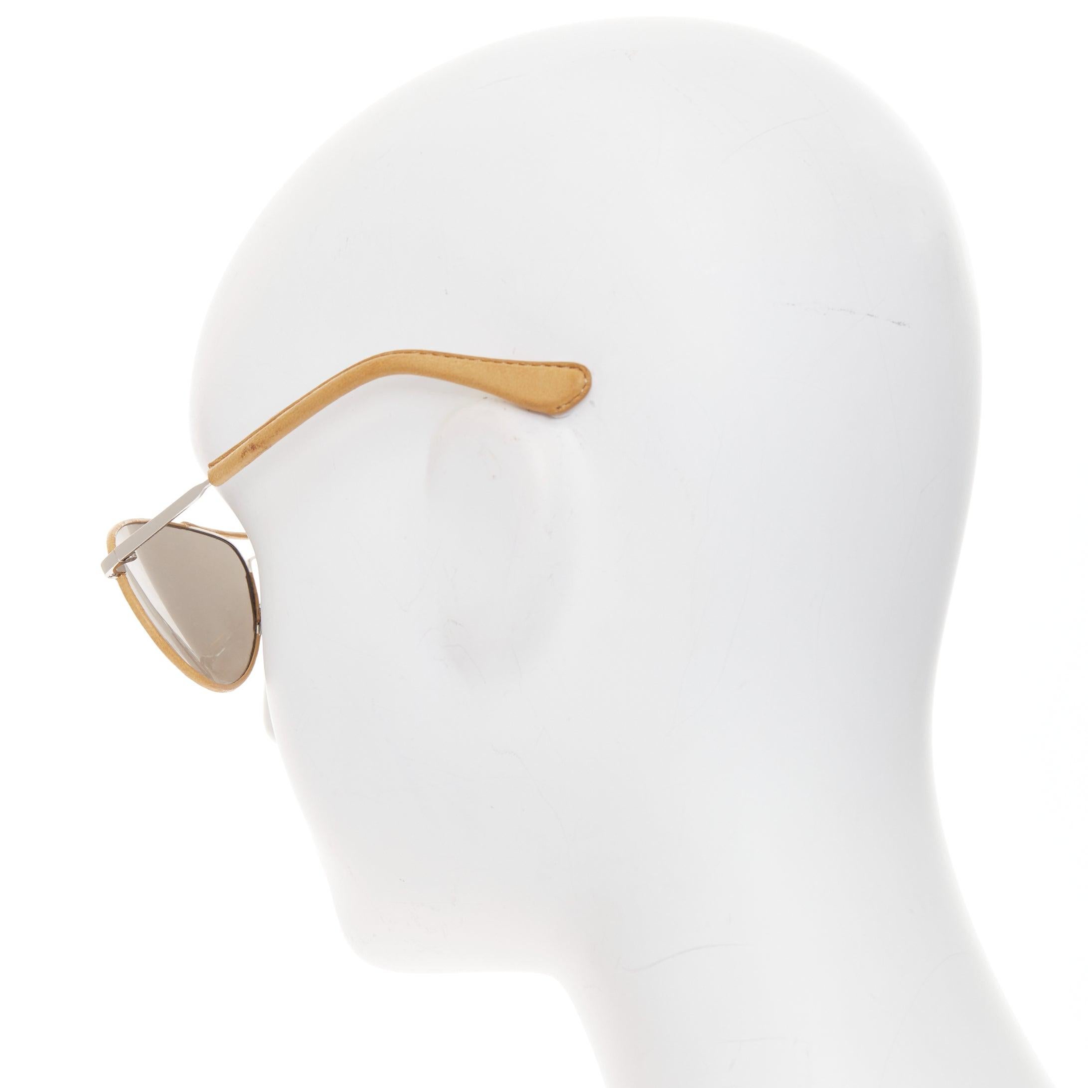 LINDA FARROW Veronique Branquinho Piloten-Sonnenbrille mit Lederrahmen im Zustand „Gut“ im Angebot in Hong Kong, NT