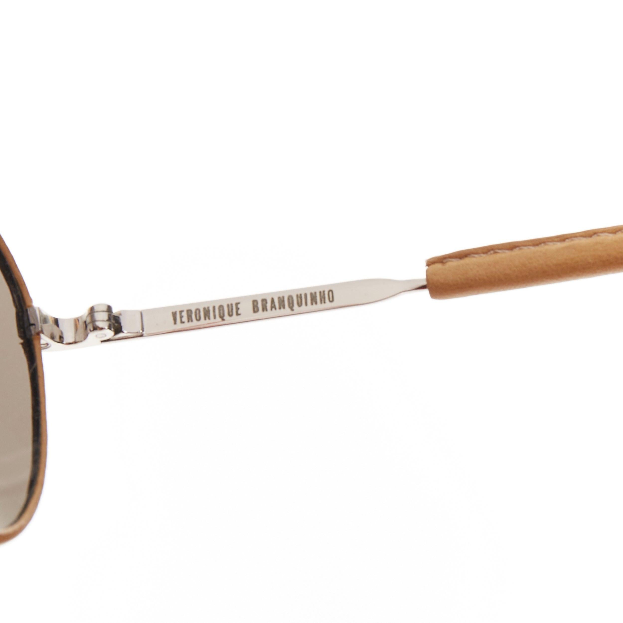 LINDA FARROW Veronique Branquinho Piloten-Sonnenbrille mit Lederrahmen im Angebot 2