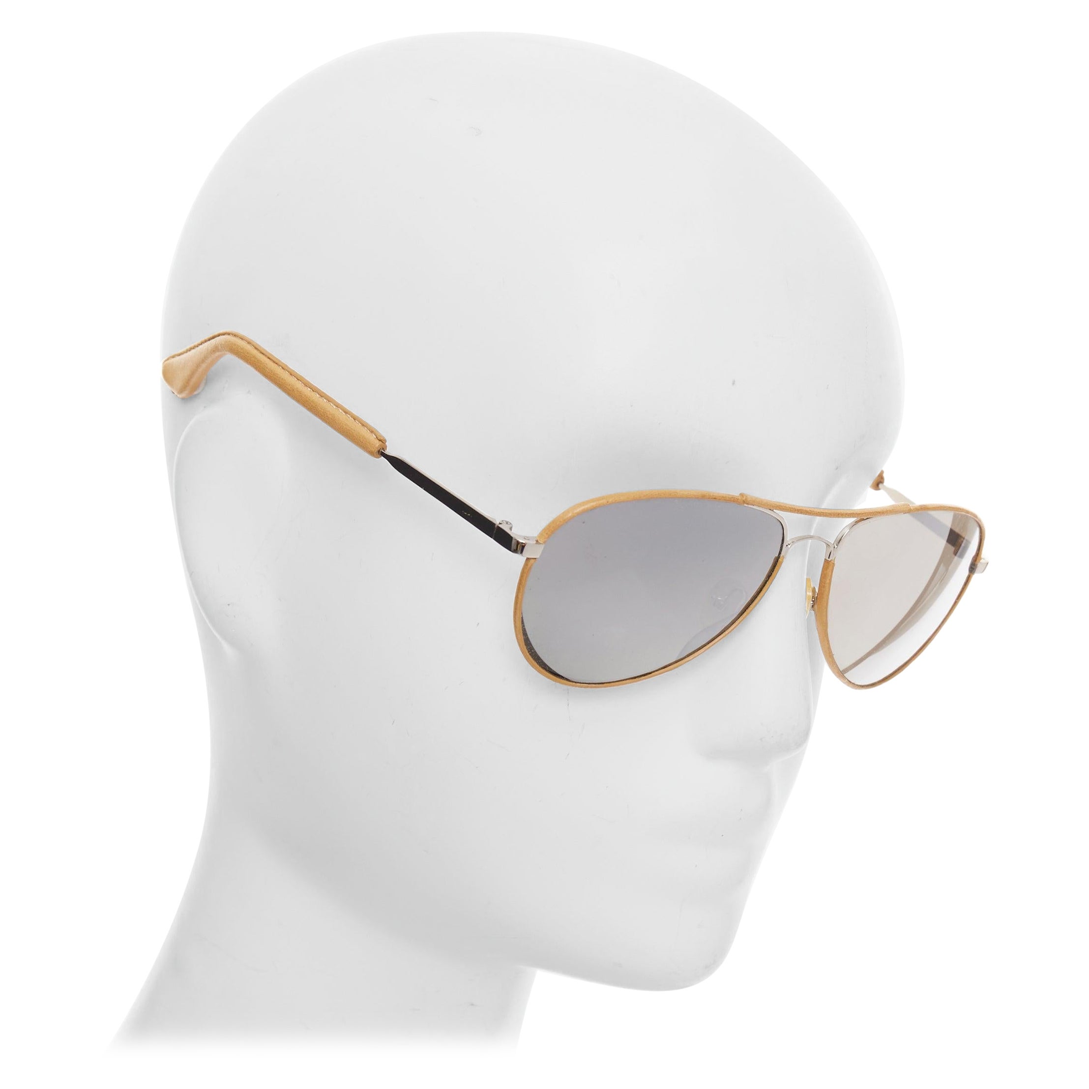 Linda Farrow - Veronique Branquinho - Lunettes de soleil pilote avec monture en cuir