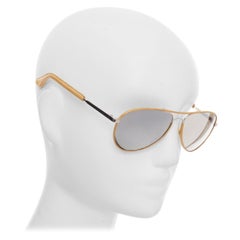 Linda Farrow - Veronique Branquinho - Lunettes de soleil pilote avec monture en cuir