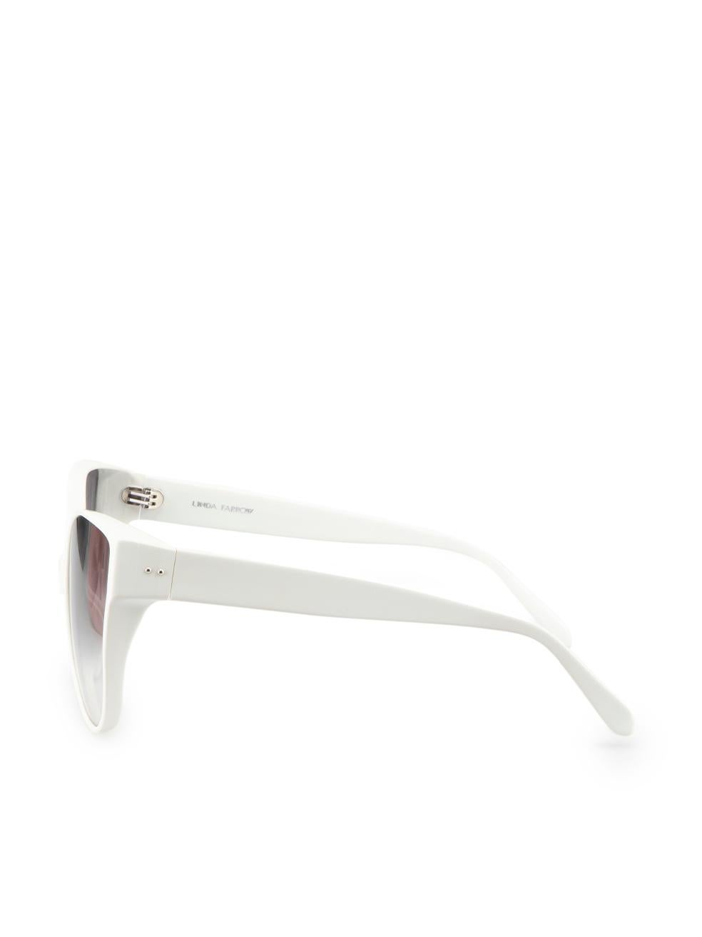 Women's Linda Farrow White Oversized Cat Eye Sunglasses For Sale