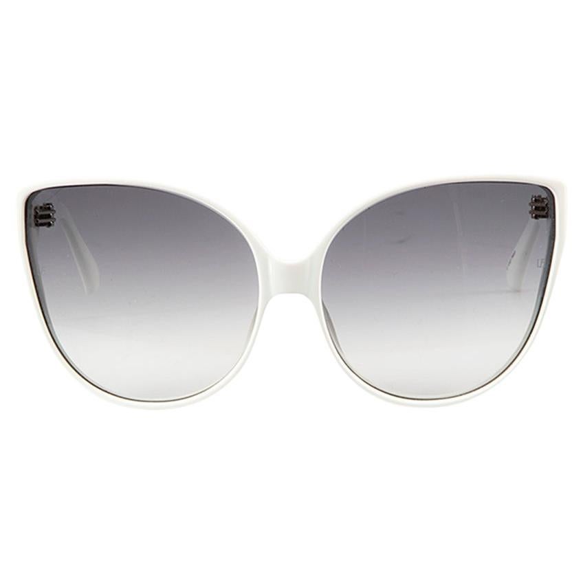 Linda Farrow White Oversized Cat Eye Sunglasses For Sale