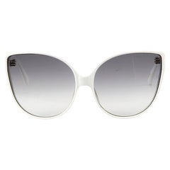 Linda Farrow Weiße Cat-Eye-Sonnenbrille in Übergröße