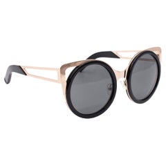 Linda Farrow x Ederm Black and Gold Cat Eye Sunglasses