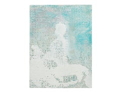 Childhood - Contemporary Encaustic Painting (Blue + White + Teal)