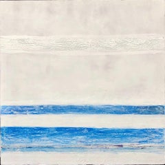 Marine Layer - Contemporary Abstract Coastal Scene in White + Blue w/ Texutre