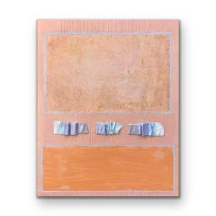 Mother of Pearl - Contemporary Encaustic Painting (Peach+Blue+Pink)