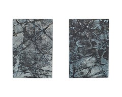 Neural Network - Contemporary Encaustic Diptych (Black + White)