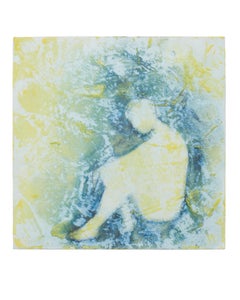 Reverie - Contemporary Encaustic Painting (Blue + White + Yellow + Green)