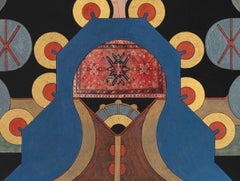 "Samsum Starburst" Painting, collage, metallic paint, foil, patternmaking paper