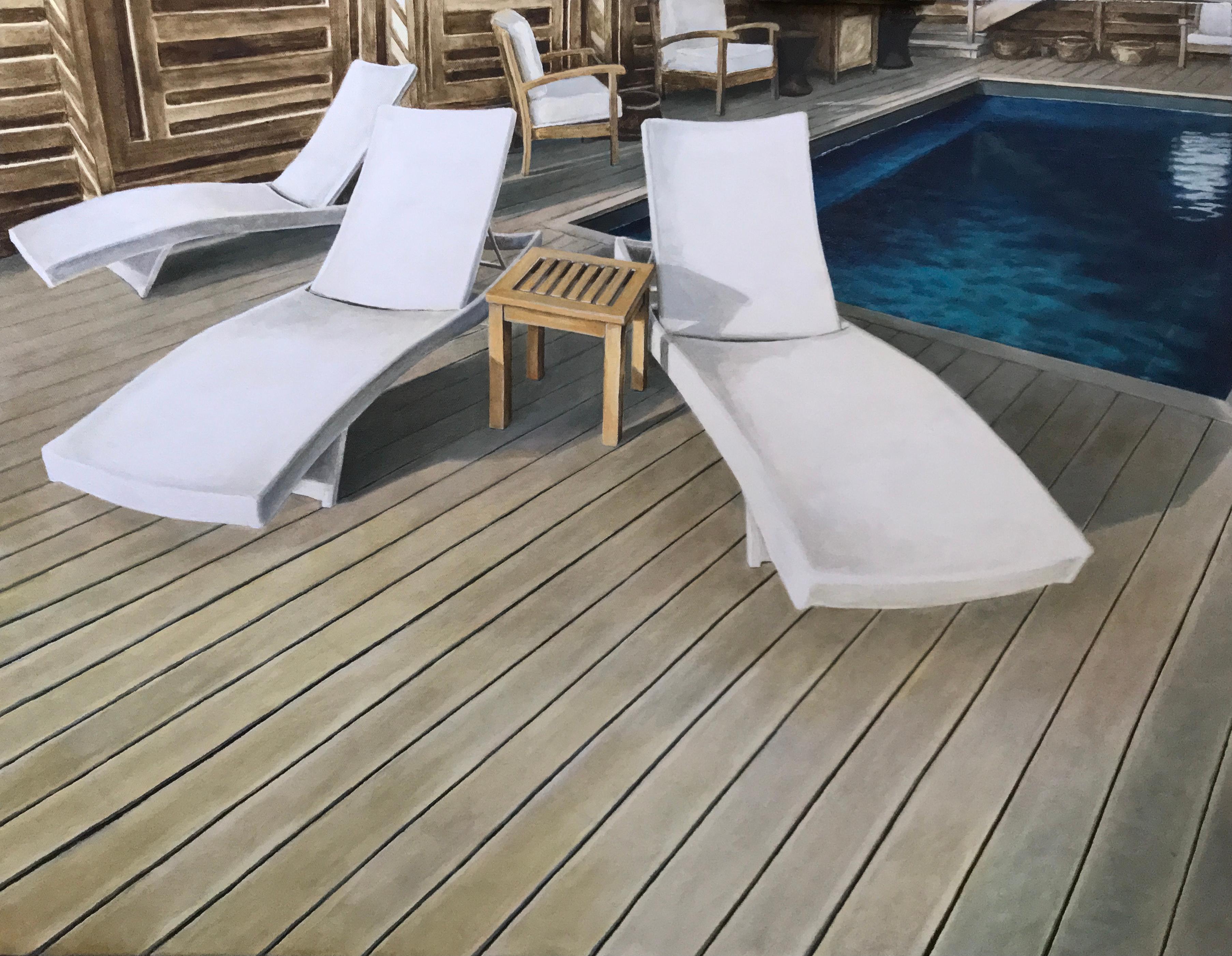 Linda Griggs Still-Life Painting - "Anniversary Pool" Contemporary Oil Painting