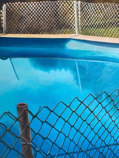 "Pool Fence Letter of the Law" Contemporary Oil Painting