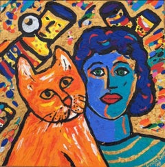 Mujer con gato naranja