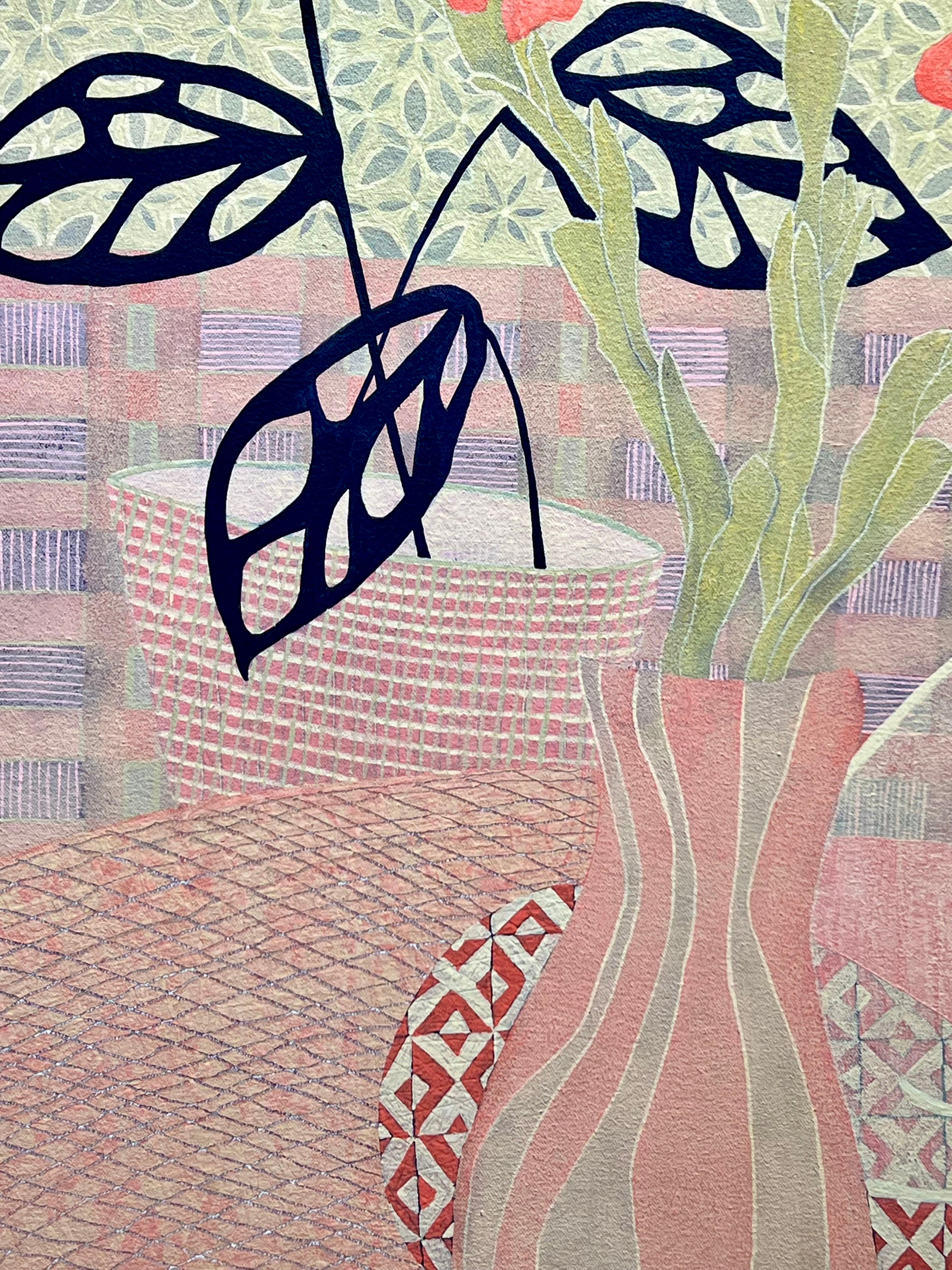 Mis cuadros acentúan el color y el dibujo. Últimamente, he introducido la representación mediante flores en jarrones, la más reciente
incluyéndolos en los espacios interiores. Me interesa la combinación de objetos reconocibles en un espacio
