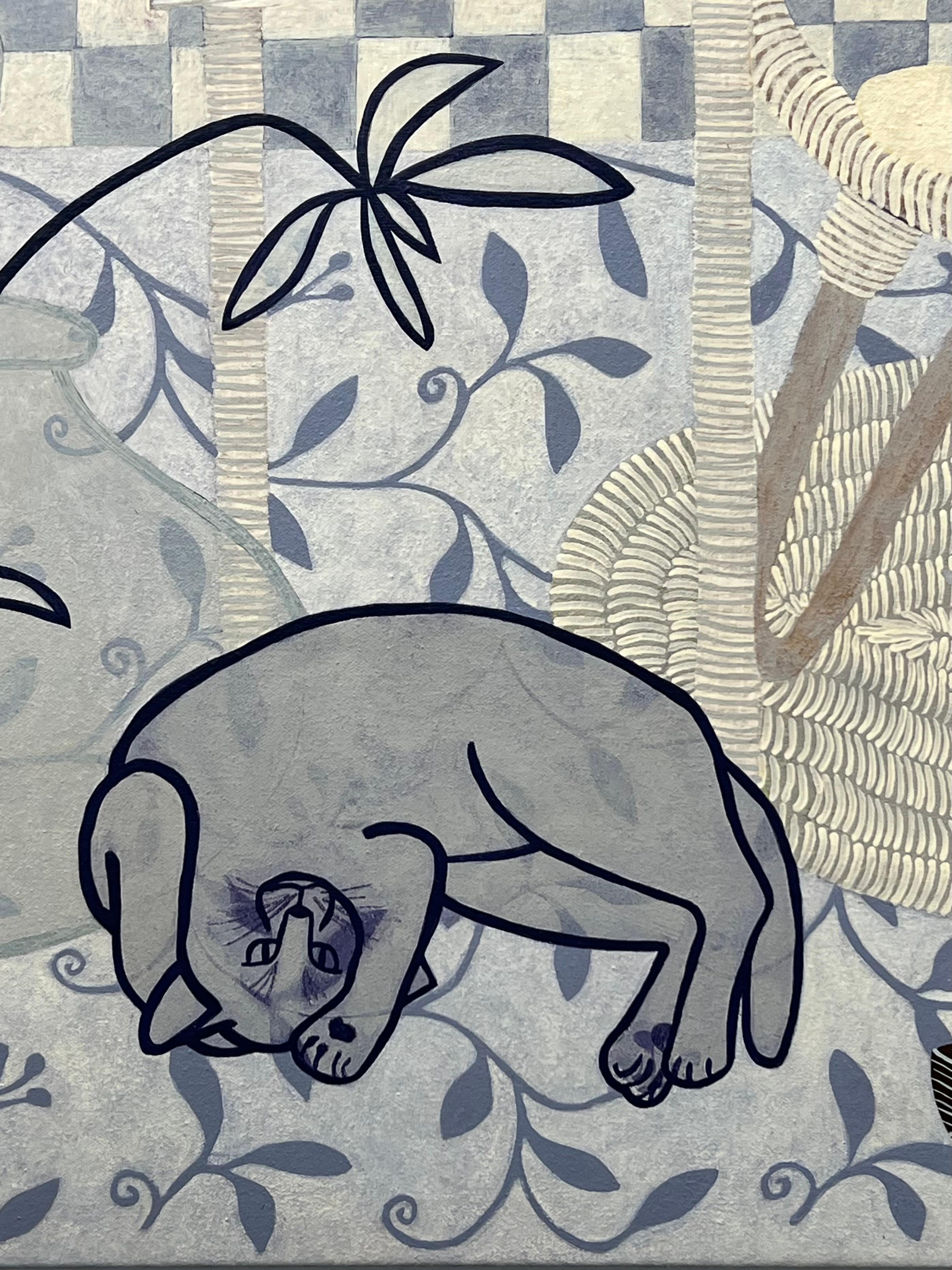 Interior con gatos - Painting de Linda Henningson