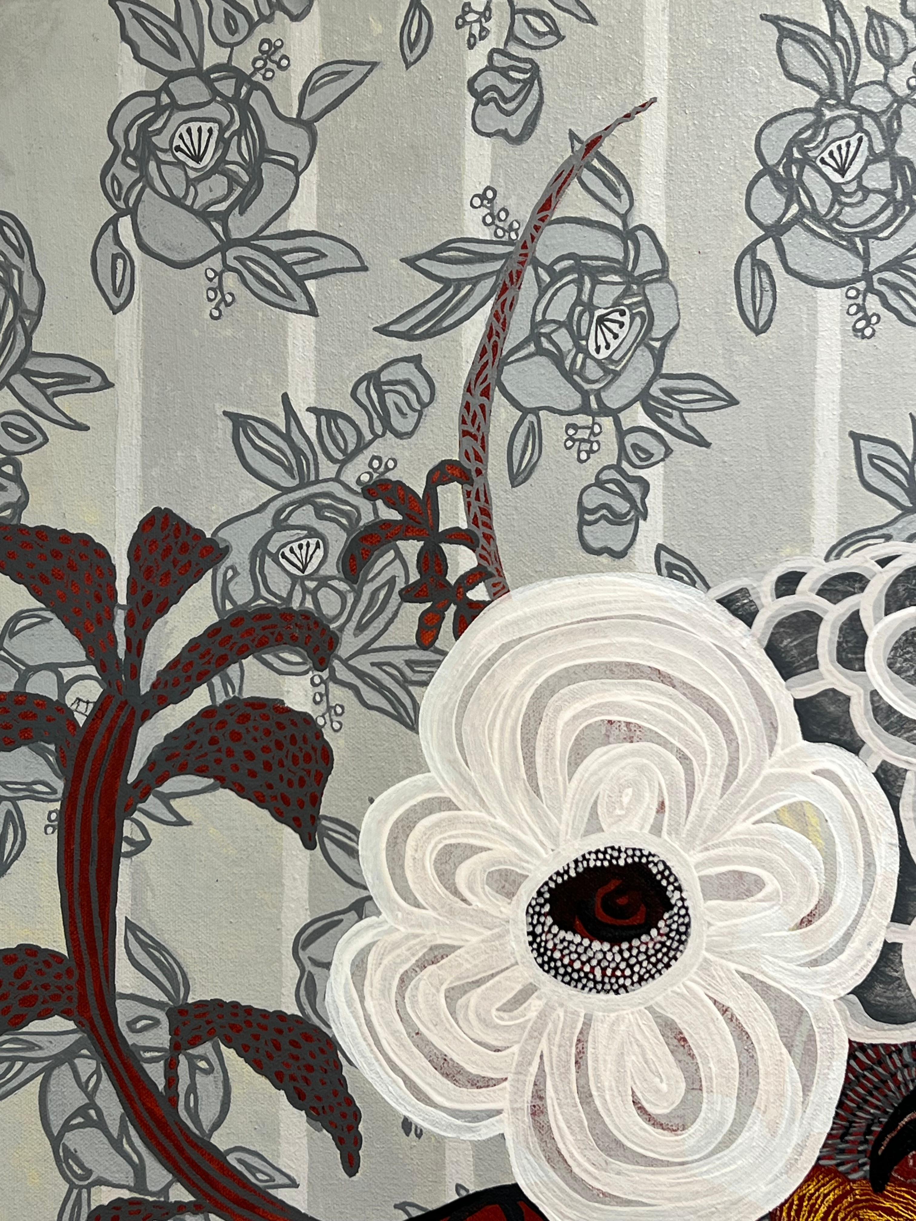 Parfois des fleurs - Painting de Linda Henningson