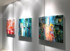 "Large Abstraction, Mostly Blue, with Turquoise, Green, Blue, White, Red, Black"