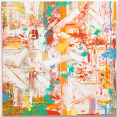 "Large Abstraction, Mostly White 3,  with Orange, Yellow, Green and Blue"