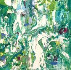 Linda Holt - "Small Abstract #106" Shades of Green, Aqua, White "Small Abstract #106" Shades of Green, Aqua, White