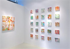 "Small Abstract #141, " Expressionist White, Blue, Turquoise, Red, Green Burgundy