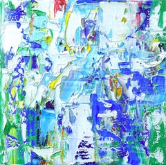 "" Kleines abstraktes #151" Abstraktes, farbenfrohes blau-grünes Ölgemälde des Expressionismus
