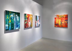 "Large Horizontal Abstraction, with Orange, Yellow, Turquoise, Green, and Red"