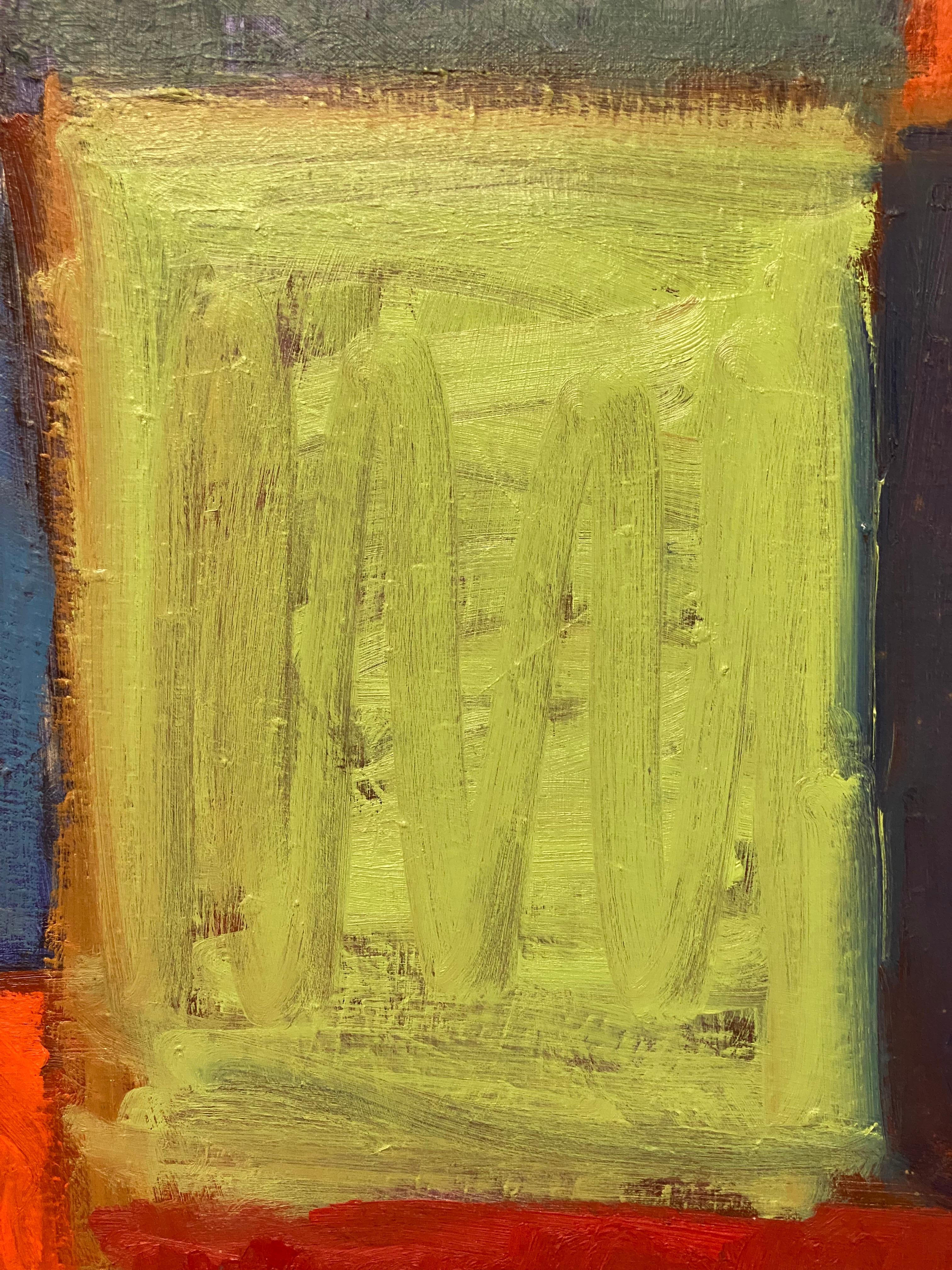 Linda Hopkins, abstraktes Gemälde mit farbigen Flächen, 1970er Jahre (Ende des 20. Jahrhunderts) im Angebot