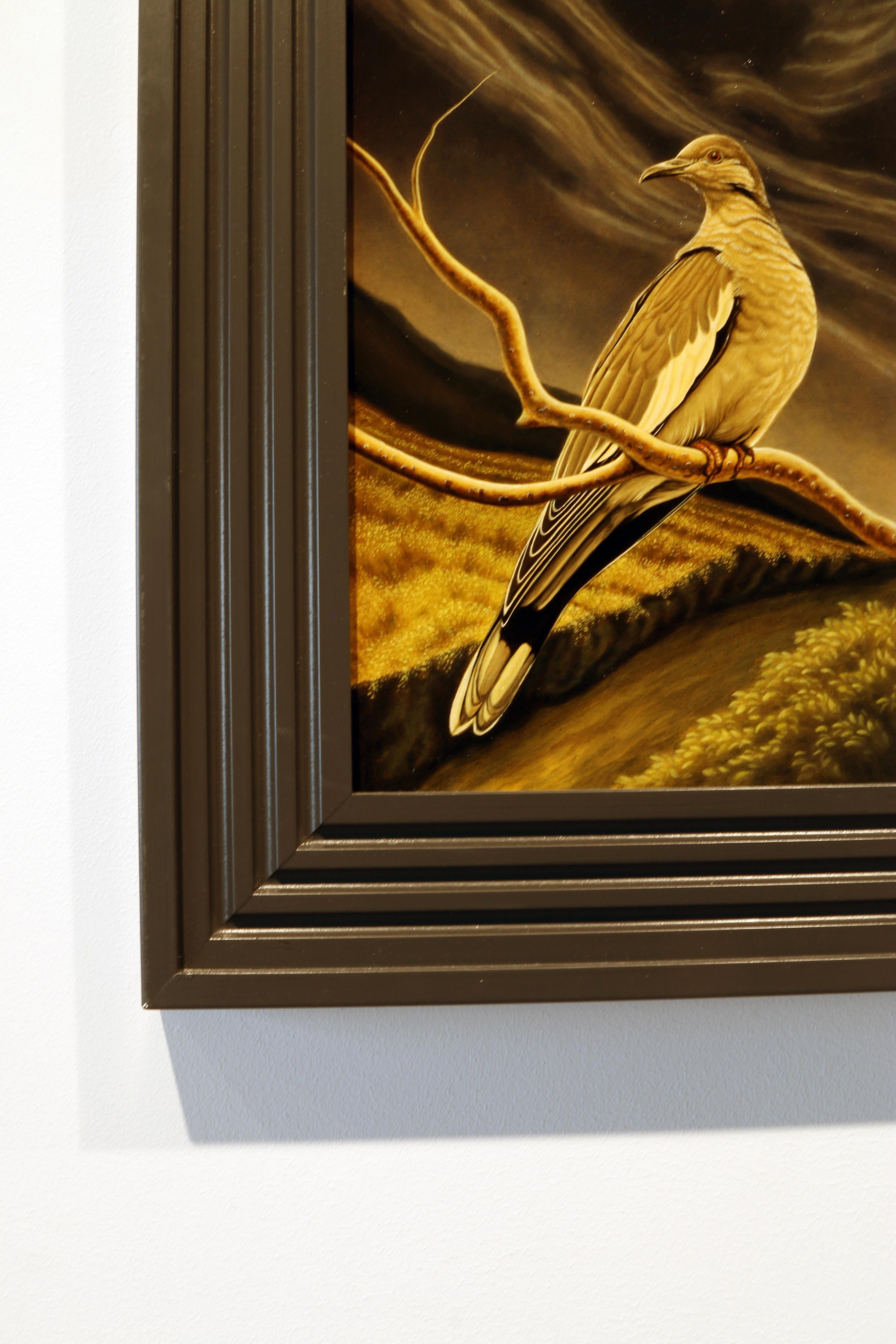 Apparition, 2008, oil on panel, 18x15 in. framed to 25.25 x 19.25 in. - Brown Landscape Painting by Linda Jo Nazarenus