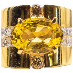 Linda Joslin 12+ Carat Gold Sapphire Ring with 1.50 Carat Diamonds