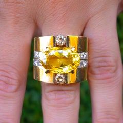 Linda Joslin 12+ Carat Gold Sapphire Ring with 1.50 Carat Diamonds