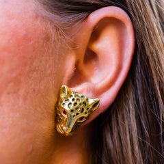 Linda Joslin 14 Karat Gold Earrings With 0.24 Carat Ruby Eyes