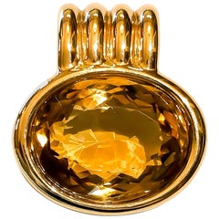 Linda Joslin 37.95 Carat Citrine Pendant 18 Karat Gold