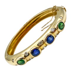 Tsavorite Sapphire Diamond Gold Bracelet at 1stDibs