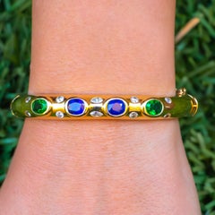 Linda Joslin Sapphires 3.6 Carat and Tsavorite Garnets 4 Carat Bracelet Diamonds