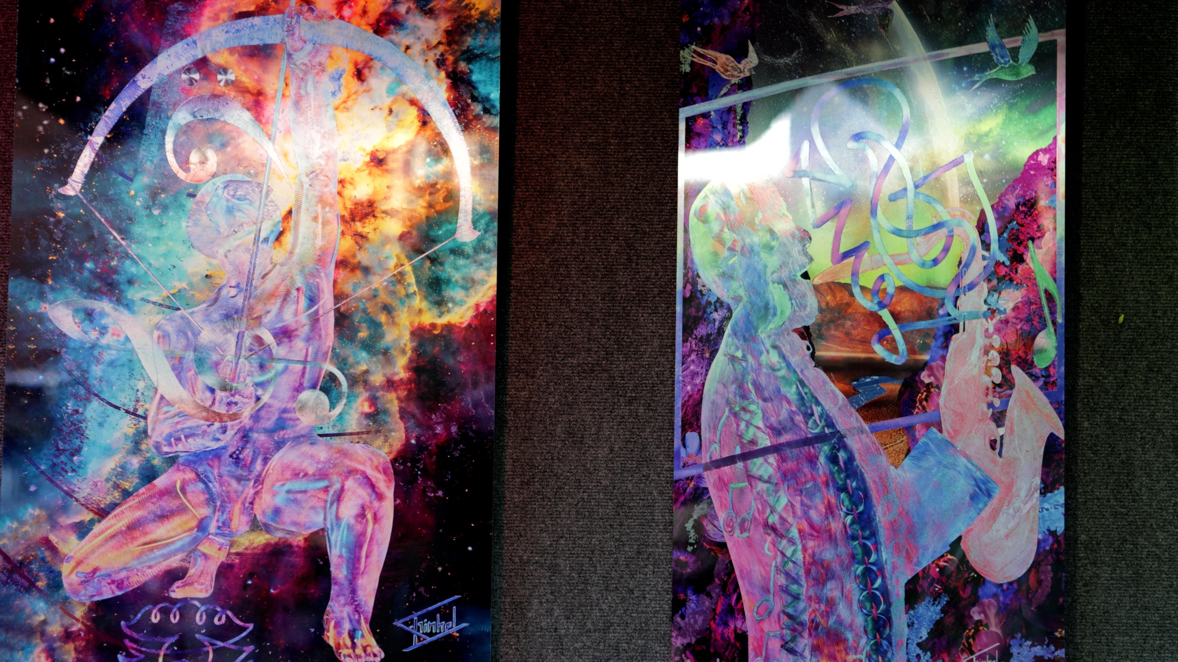 Arquero a las estrellas - Mixed Media Art Contemporáneo de Linda K Schinkel and Theodore M Schinkel