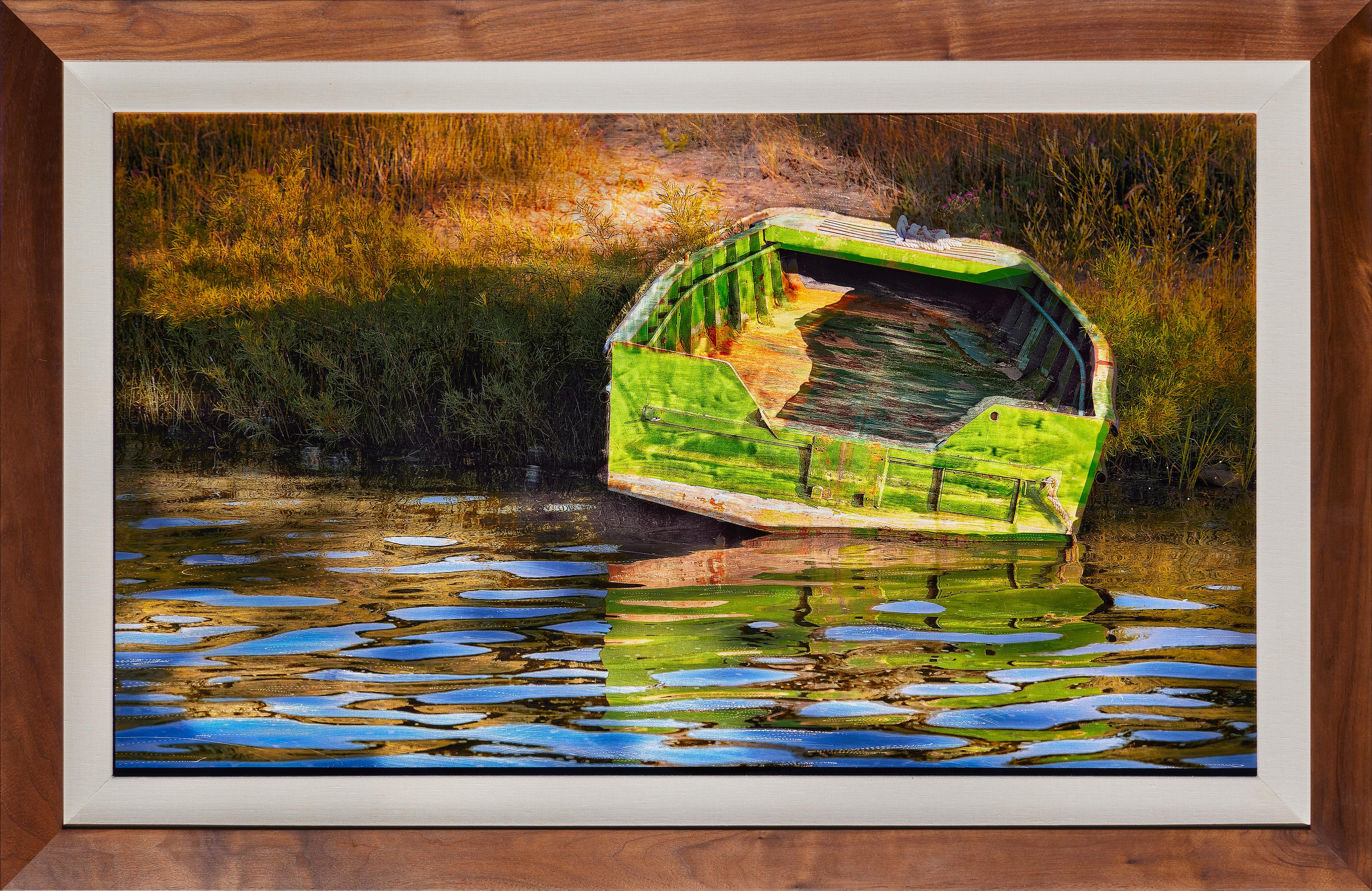 Little Green Boat - Sculpture by Linda K Schinkel and Theodore M Schinkel